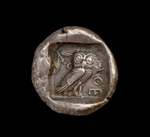 Athena-munt, achterzijde met de uil van Athene, c.440 v.Chr.